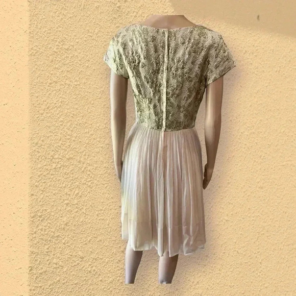 Holiday glam Vintage 50s Elinor Gay gold lamé chiffon wedding party dress - Picture 12 of 12